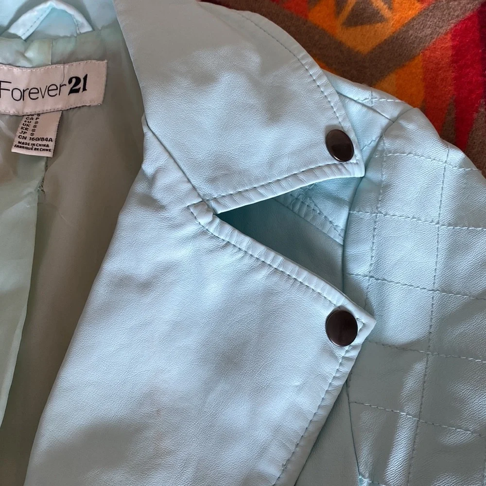 Forever 21 Leather Turquoise/ Teal Jacket - Picture 4 of 6